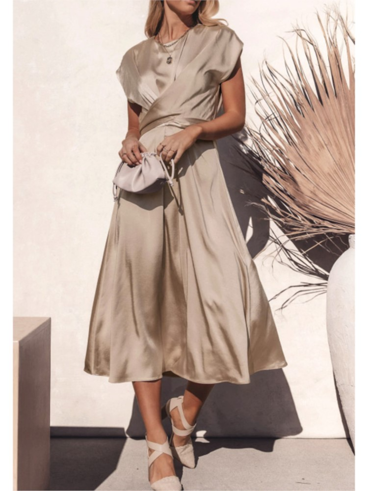 Athena - Elegante vestido satinado cruzado