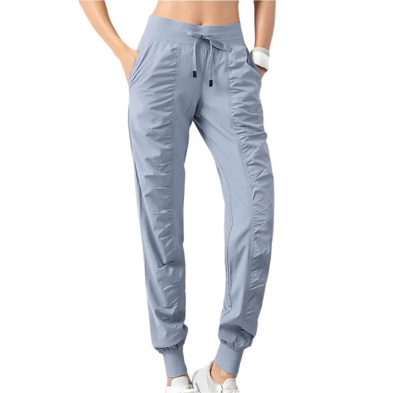 Adele - Pantalones de chándal cómodos para mujer con inserciones laterales y cordón ajustable