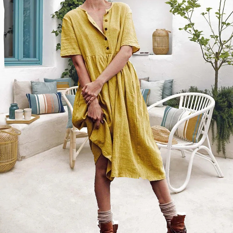 Sylvie - Vestido ajustado de algodón y lino