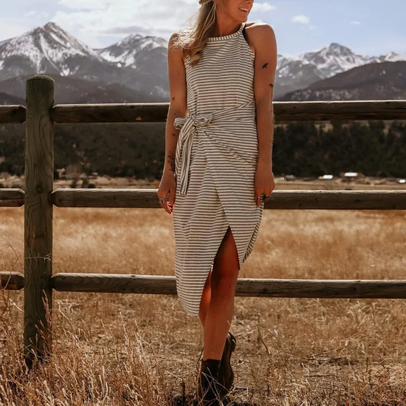 Bella - Vestido de algodón a rayas