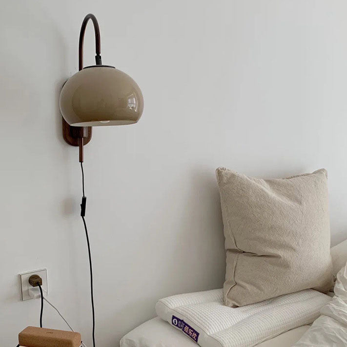 Europäisches Design Wandleuchte aus Glas und Massivholz