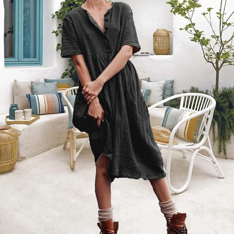 Sylvie - Vestido ajustado de algodón y lino