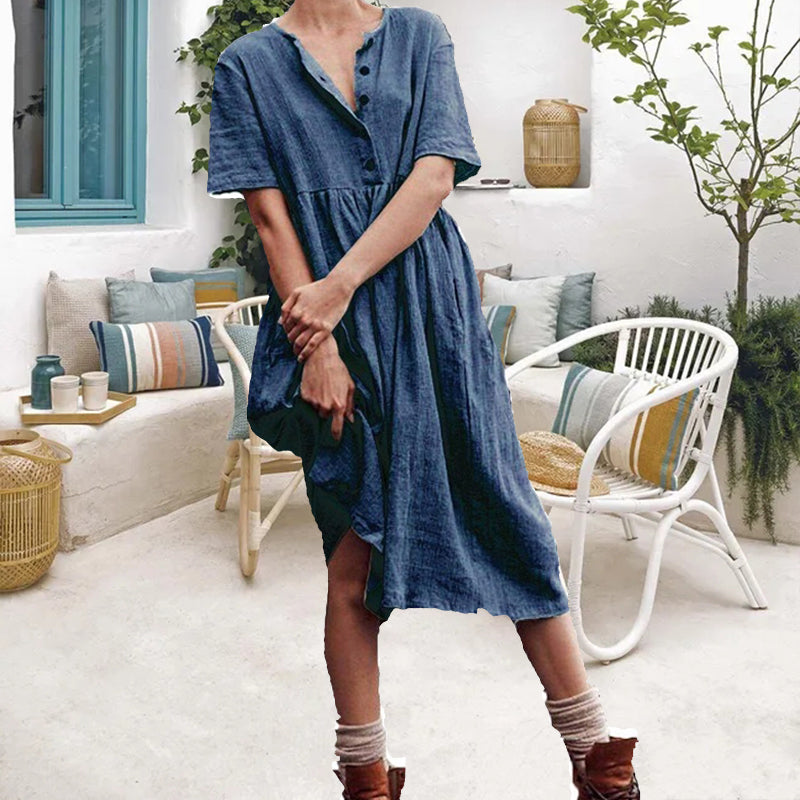 Sylvie - Vestido ajustado de algodón y lino