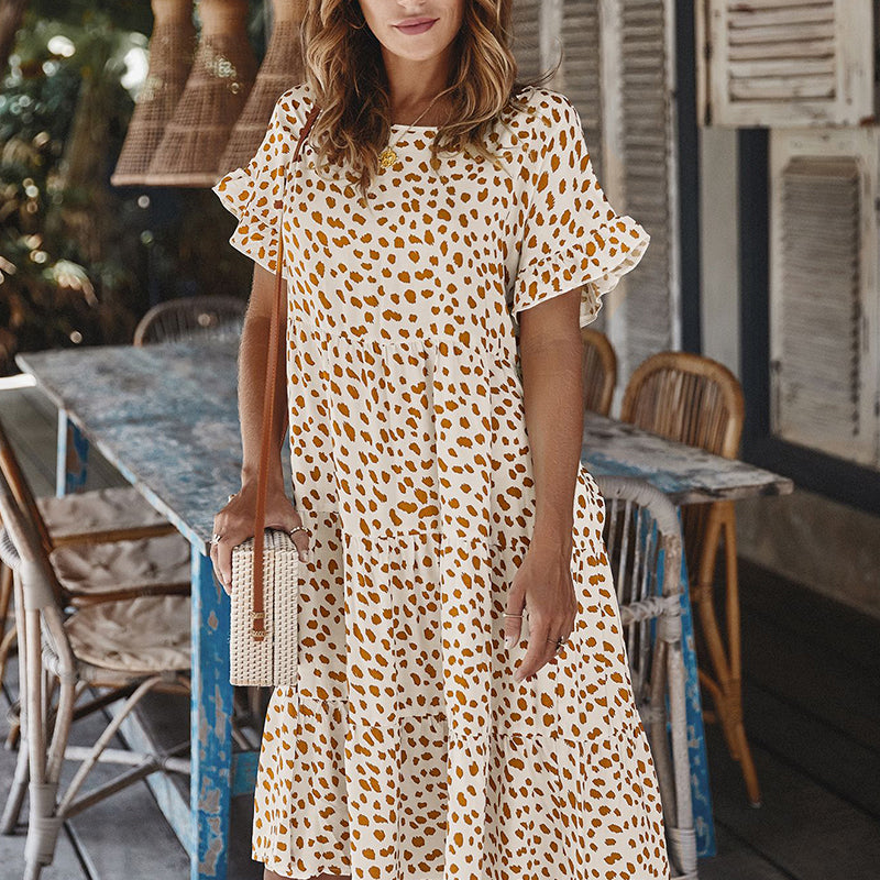 Donna - Polka Dot gemustertes Kleid mit Rüschärmel