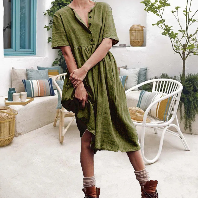 Sylvie - Vestido ajustado de algodón y lino