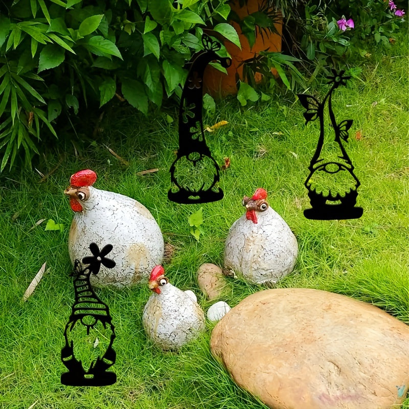 Set de 4 piezas | Adorno navideño festivo de jardín de acero