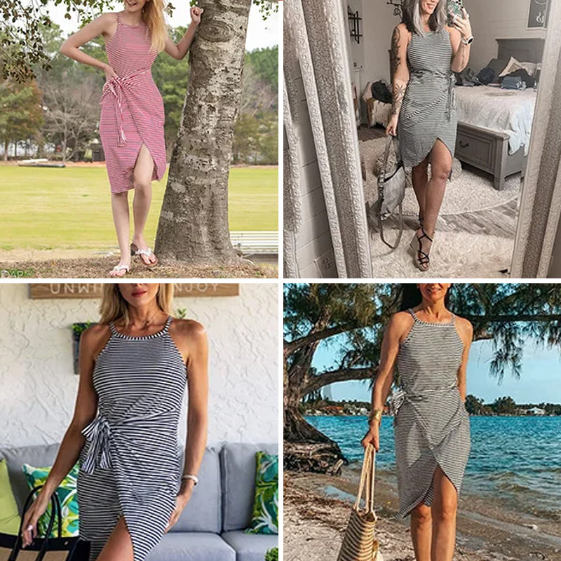 Bella - Vestido de algodón a rayas