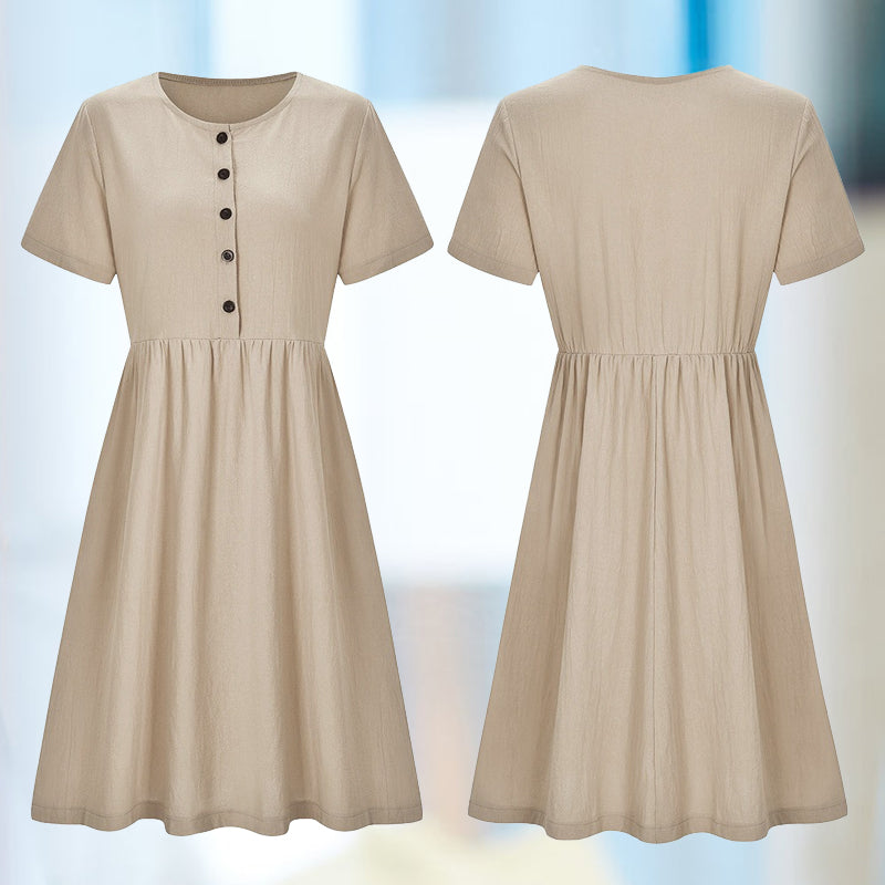 Sylvie - Vestido ajustado de algodón y lino