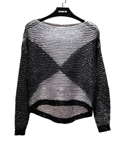 Ofelia - Glänzender geometrischer Cropped-Pullover