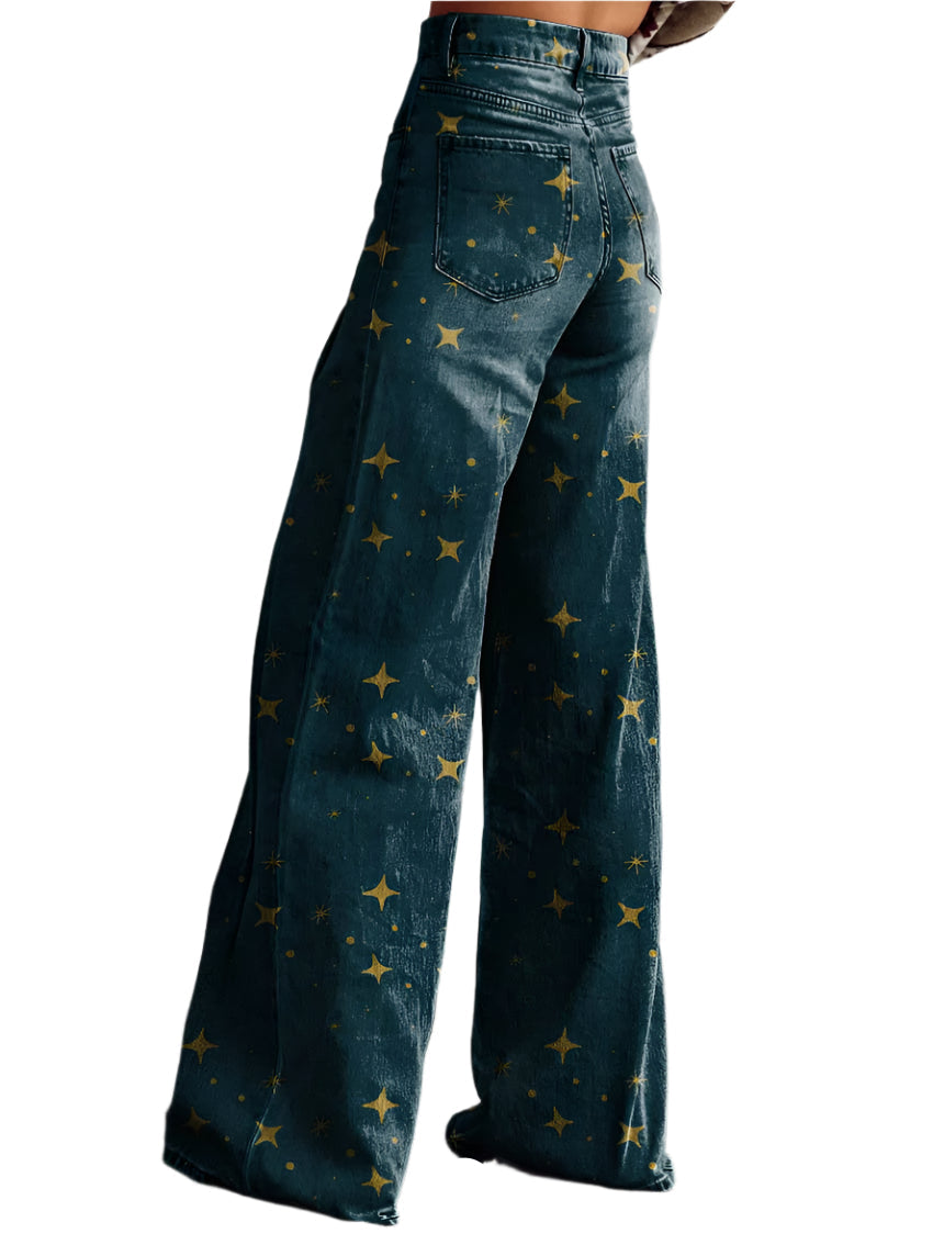 Cassandra - Elefantenbein-Hose mit Sternenmuster