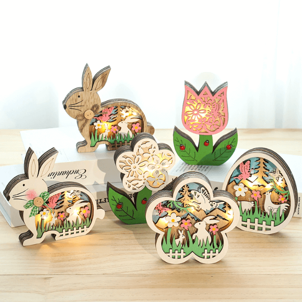 EasterGlow – Leuchtende laggedrehte Hasenfiguren mit sanften LED-Elementen