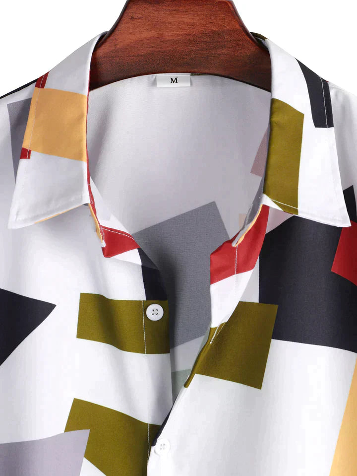 Raymund - Button-Down Hemd mit geometrischem Farbblockdruck