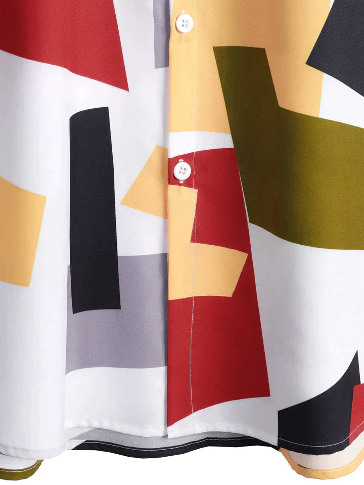 Raymund - Camisa abotonada con estampado geométrico de bloques de color