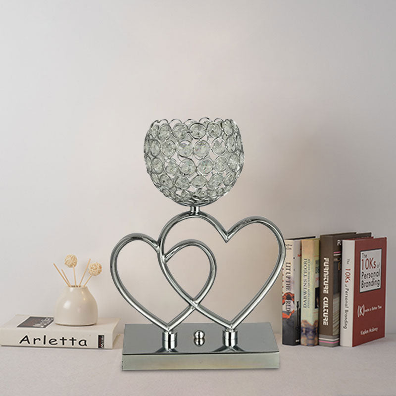 Amorette - Romantische Kristall-Tischlampe mit doppelter Herzform