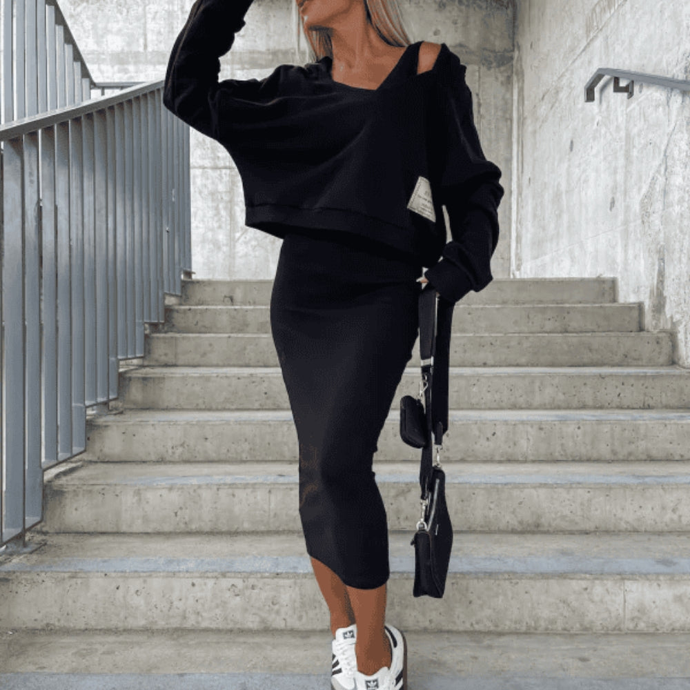 Violeta - Conjunto versátil de crop top y falda