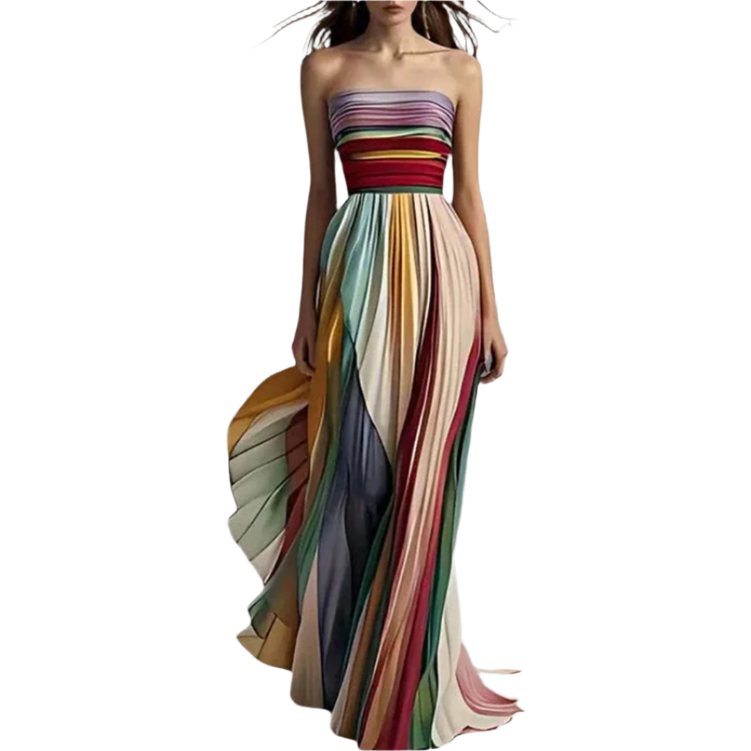 Marla - Trägerlose plissee Maxi Kleid
