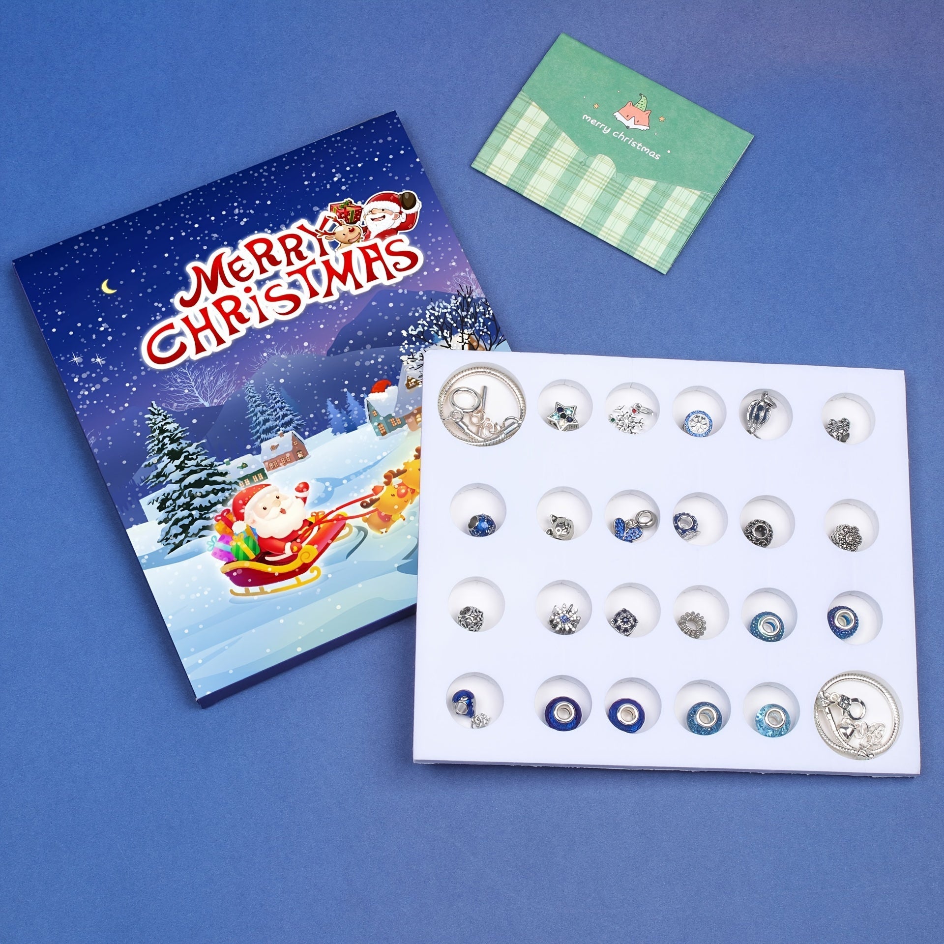 Calendario de Adviento Navideño Vintage con cuenta regresiva de 24 días y adornos navideños de colección