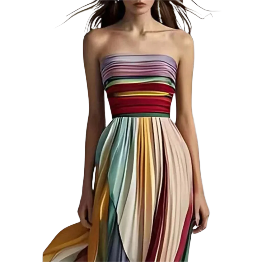 Marla - Trägerlose plissee Maxi Kleid