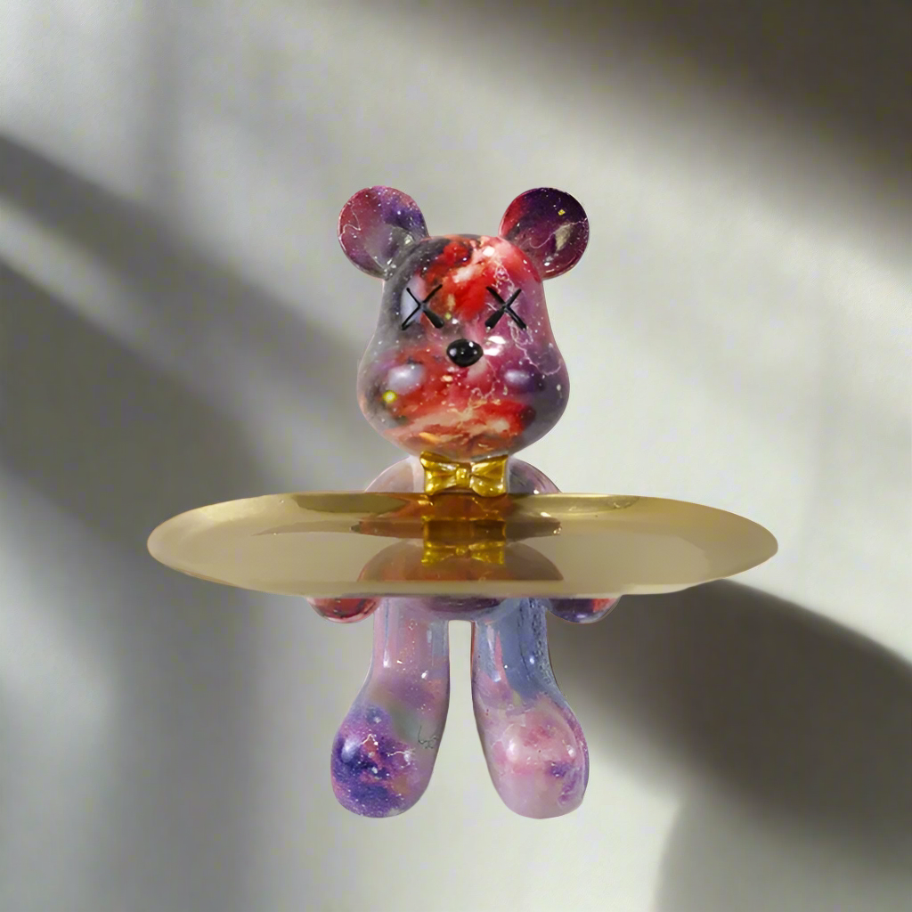 ButlerBear Dekorative Bärenstatue mit Tablett – Funktionales Wohnaccessoire