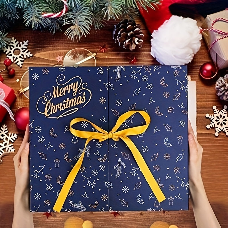 Gør-det-selv adventskalendersæt – 24 fyldbare papæsker med låg og et udvalg af tilbehør til gaveidéer og kreative aktiviteter.