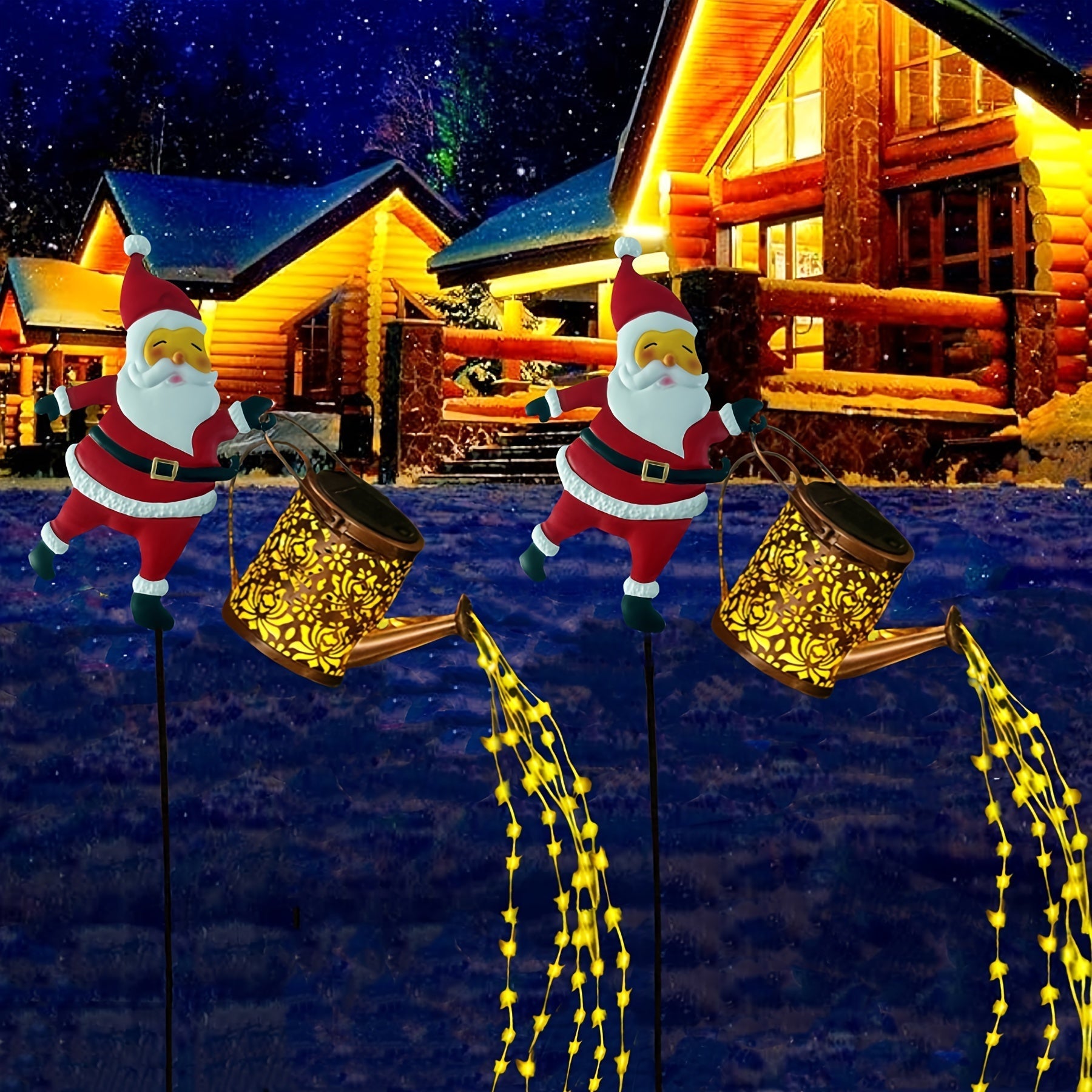 Solarbetriebene Weihnachtsmann-Teekanne Gartenlichter