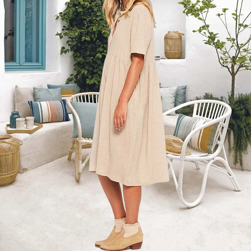 Sylvie - Vestido ajustado de algodón y lino