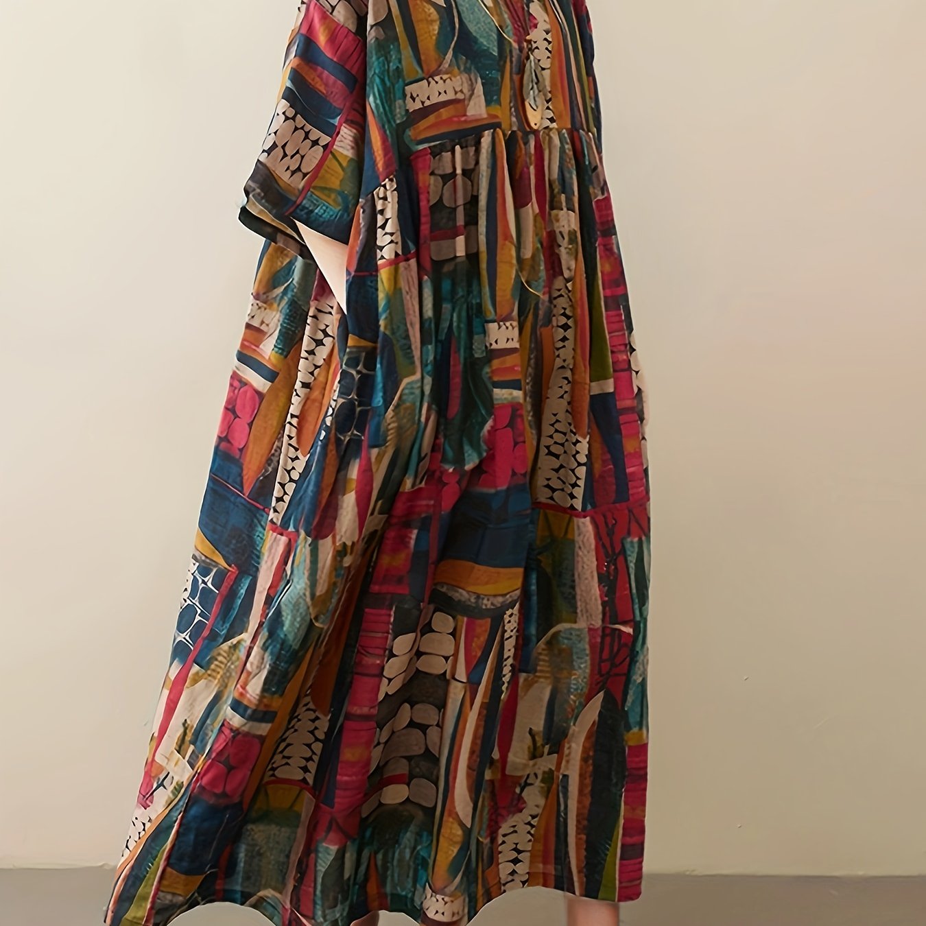 Vestido fluido para mujer Luna Vintage con estampado integral