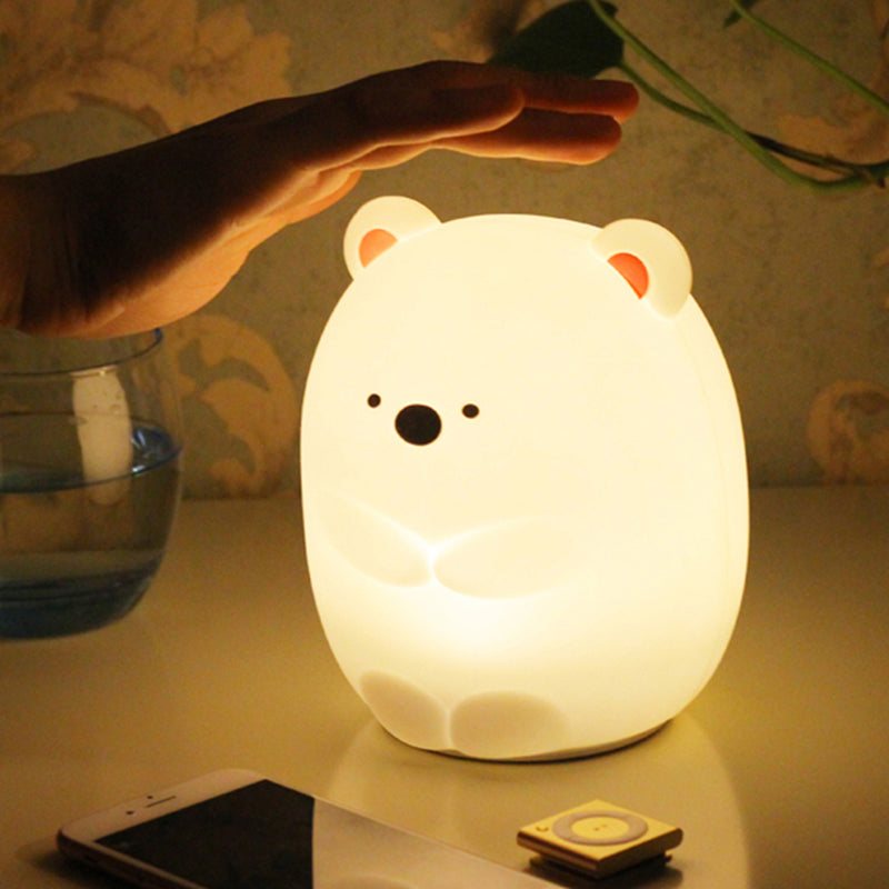 CuddleBear – Moderne weiße LED-Nachtlampe für den Kindergarten