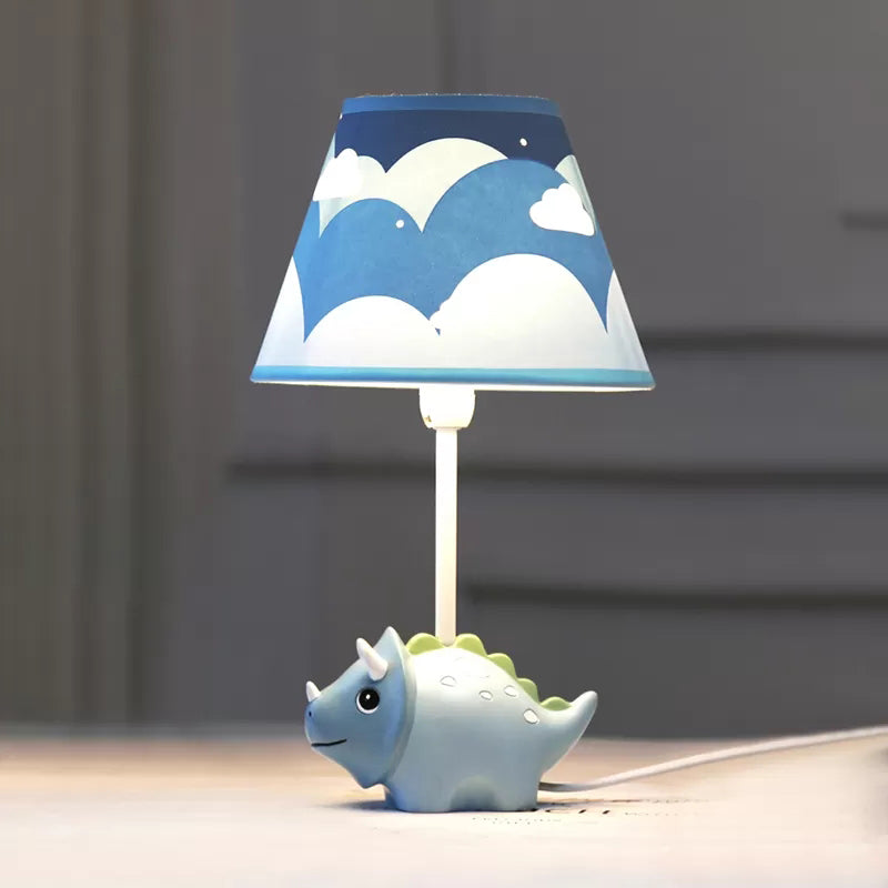 Jurassica – Legende blauer Dinosaurier-Stoff-Schreibtischlampe für Kinder