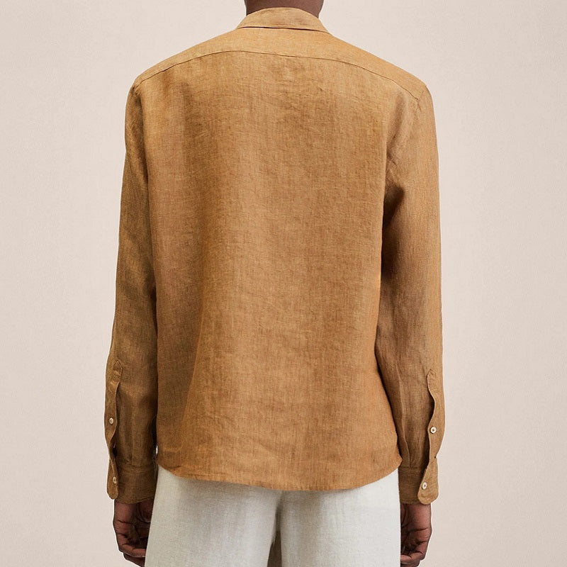 Troy - Camisa de hombre de corte normal de lino