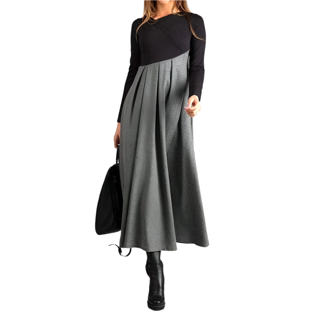 Alba – Langärmliges hoch tailliertes Trapezkleid