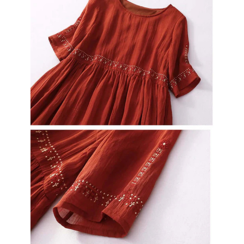 Audrey - Boho besticktes Midikleid