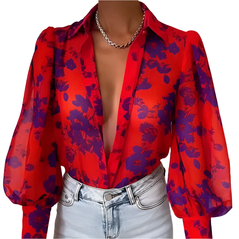 Emmy – Chik Bluse mit Knopfleiste und Puffärmeln