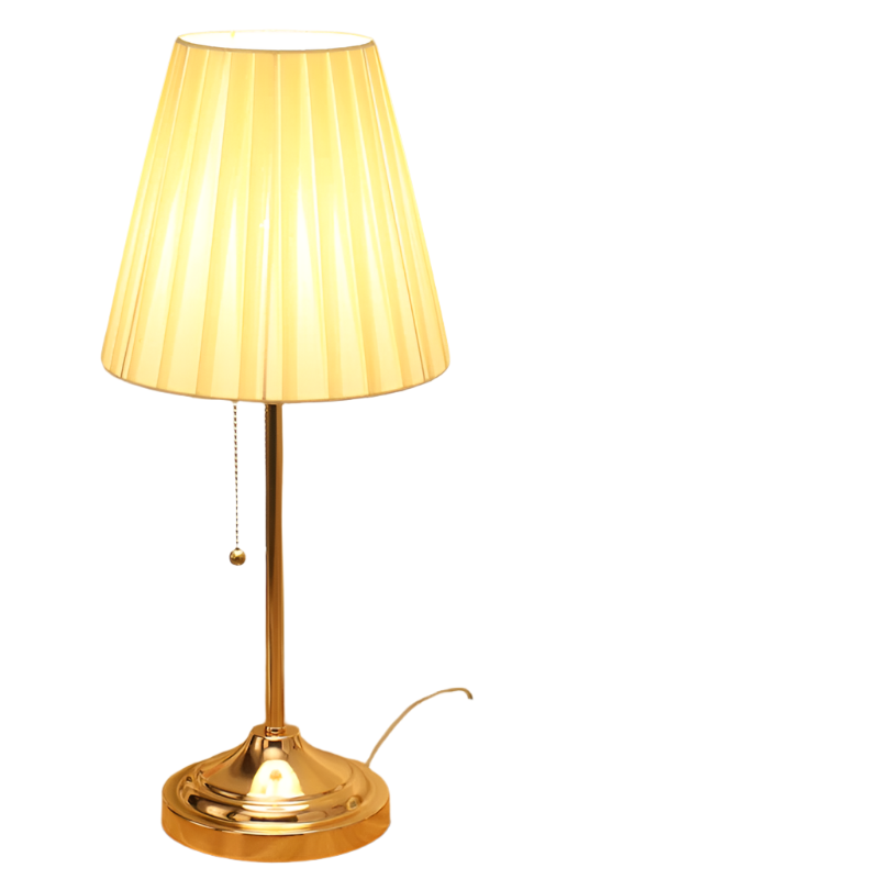 Celina – Einzigartige Tischlampe mit Empire-Schirm und Holzsockel