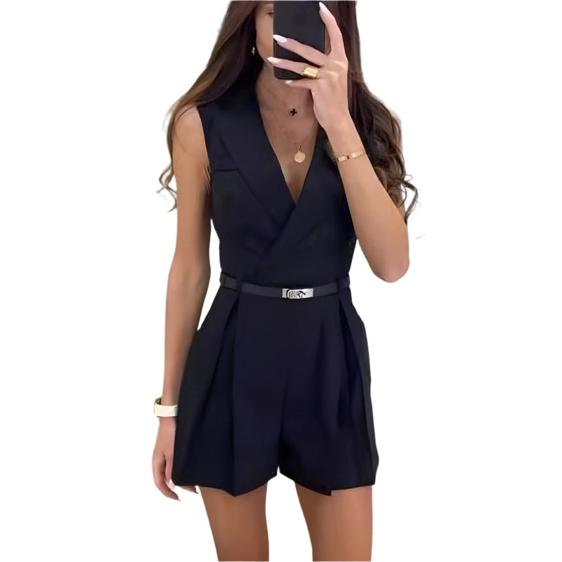 Frida - Eleganter Gürtel-Shortsanzug für Frauen