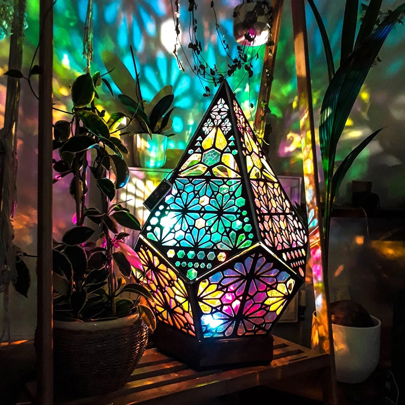 Celestia Boho Holzstern-Projektorlampe – Bunte LED-Nachtlampe
