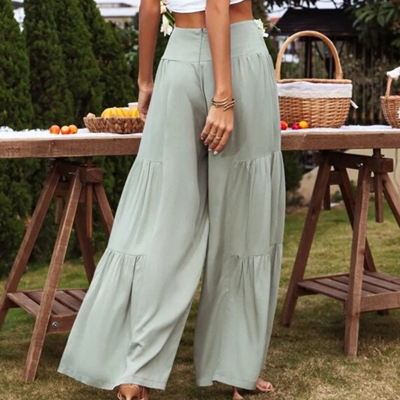 Gretia - Bukser i bomuldsblanding med vide ben