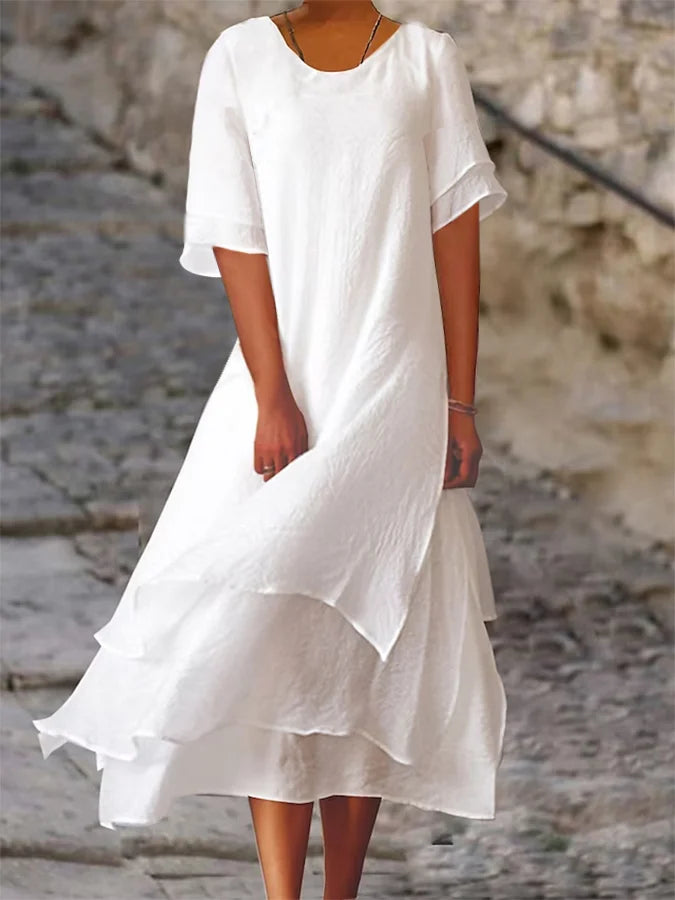 Hanna - Kurzärmliges Doppel-Lagen-Kleid