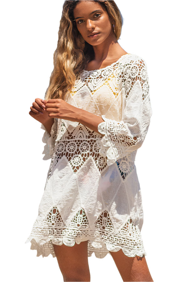 Serene - Etnischer Badeanzugüberzug mit rundem Hals