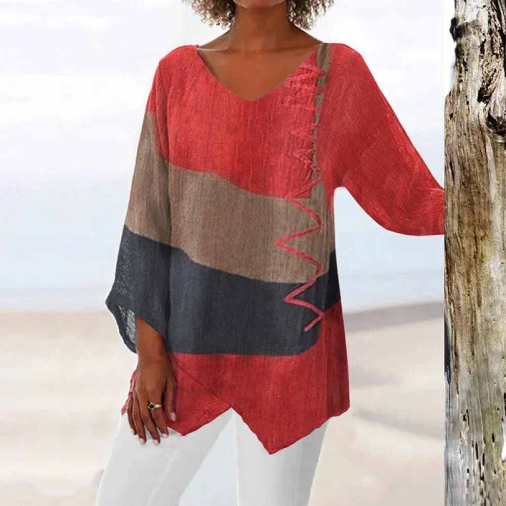 Carmen - Bequeme langärmlige Bluse mit V-Ausschnitt
