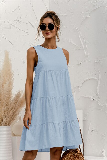Flora - Hohe Hals ärmelloses Kleid