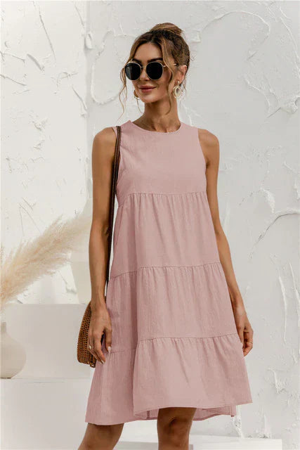 Flora - Hohe Hals ärmelloses Kleid