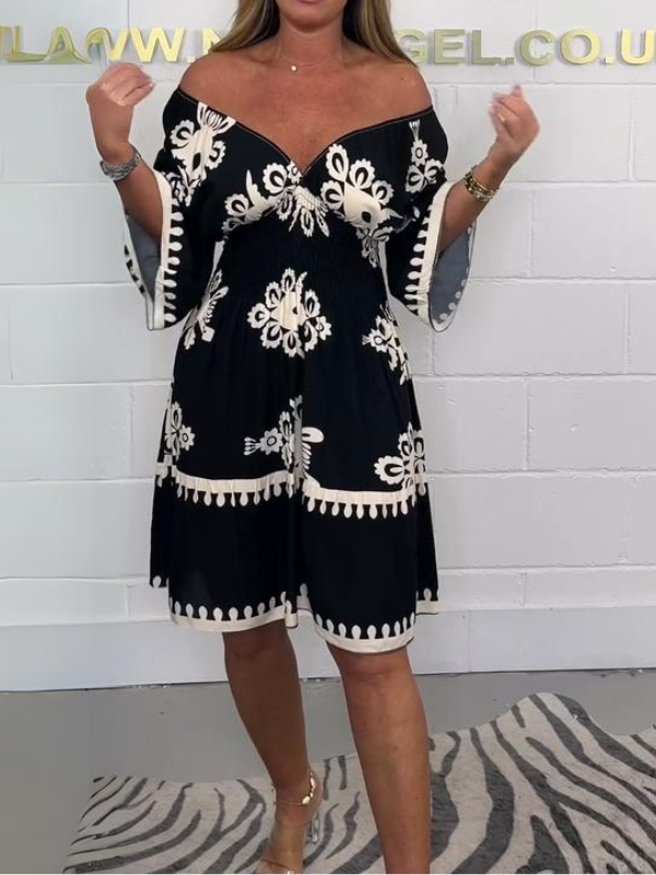 Grethe - Vestido midi con escote en V estampado