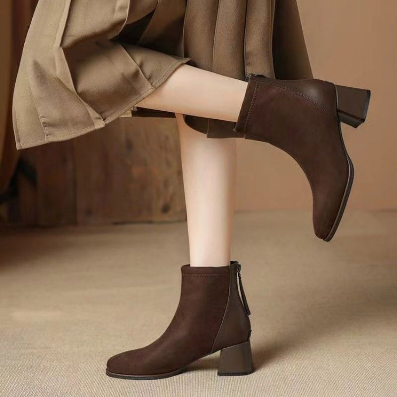 Anya – Botas elegantes con cremallera y tacón bloque