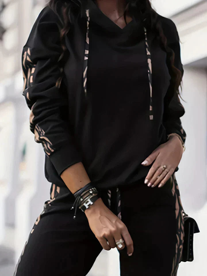 Julia – Conjunto de sudadera con capucha y rayas de moda