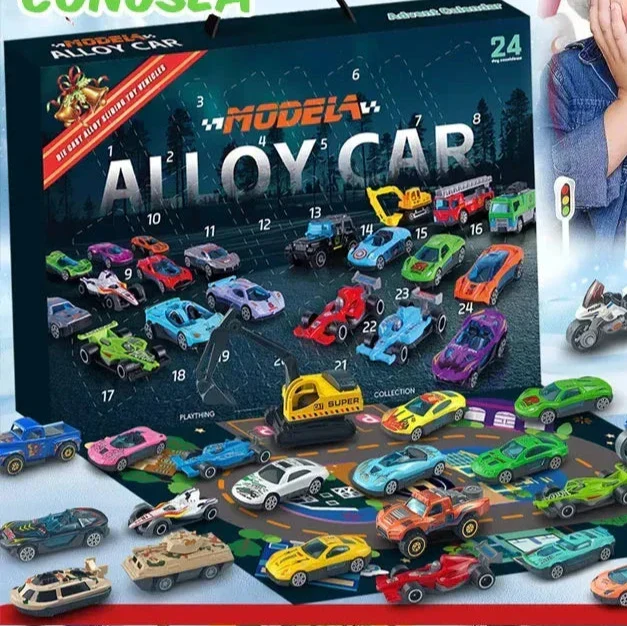 24 Teile Weihnachtsgeschenke Adventskalender Legierungsmodell Diecast Auto Set