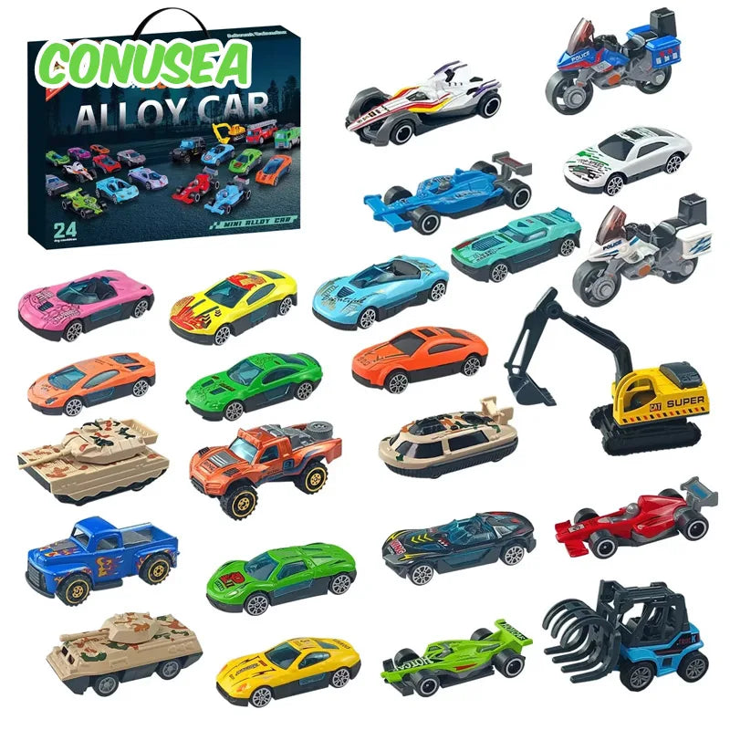 24 Teile Weihnachtsgeschenke Adventskalender Legierungsmodell Diecast Auto Set