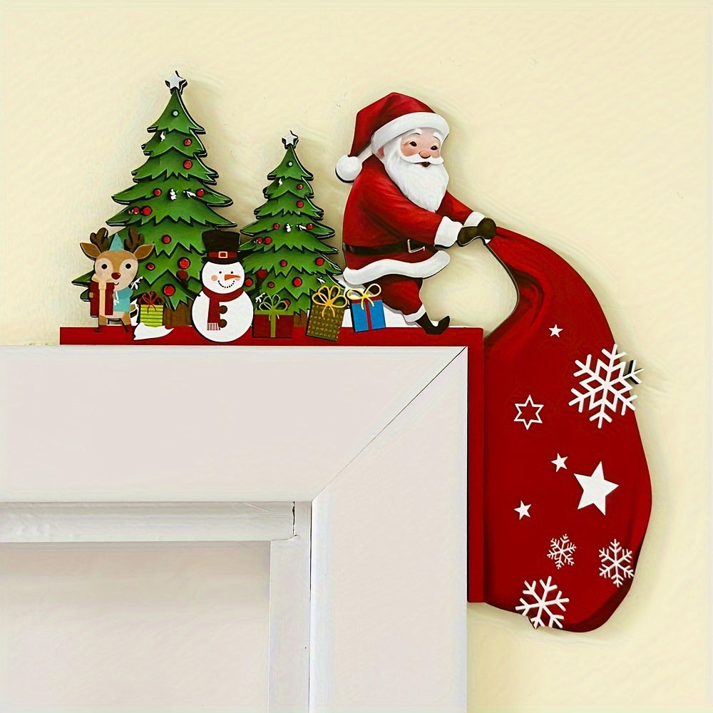 Woodland | Decoración de esquina para puerta de Navidad vintage de madera