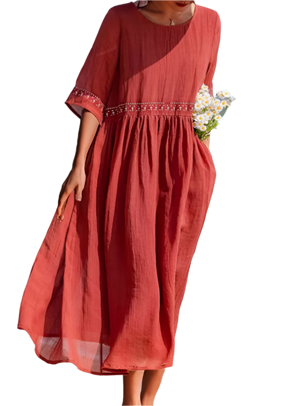 Audrey - Boho besticktes Midikleid