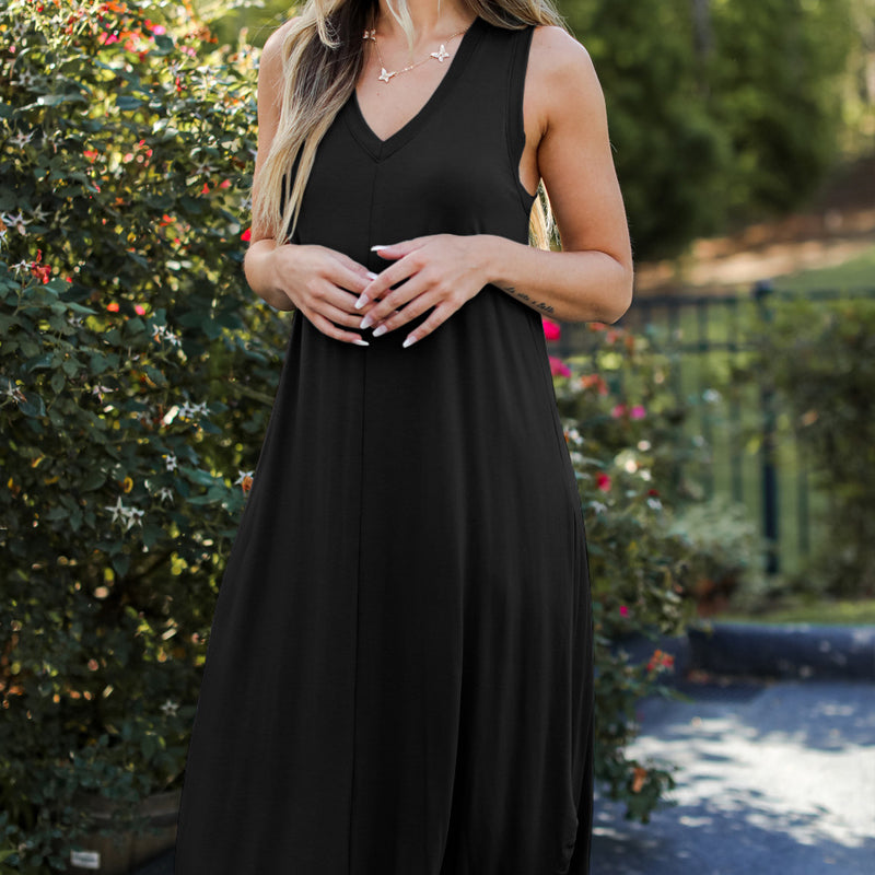 Claudette - ärmelloses Kleid mit V-Ausschnitt
